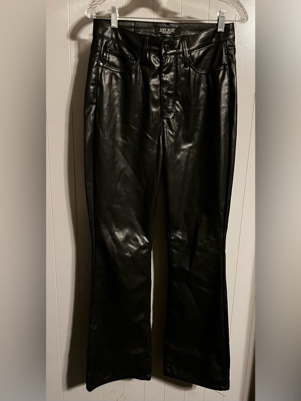 Judy blue black faux leather bootcut pants